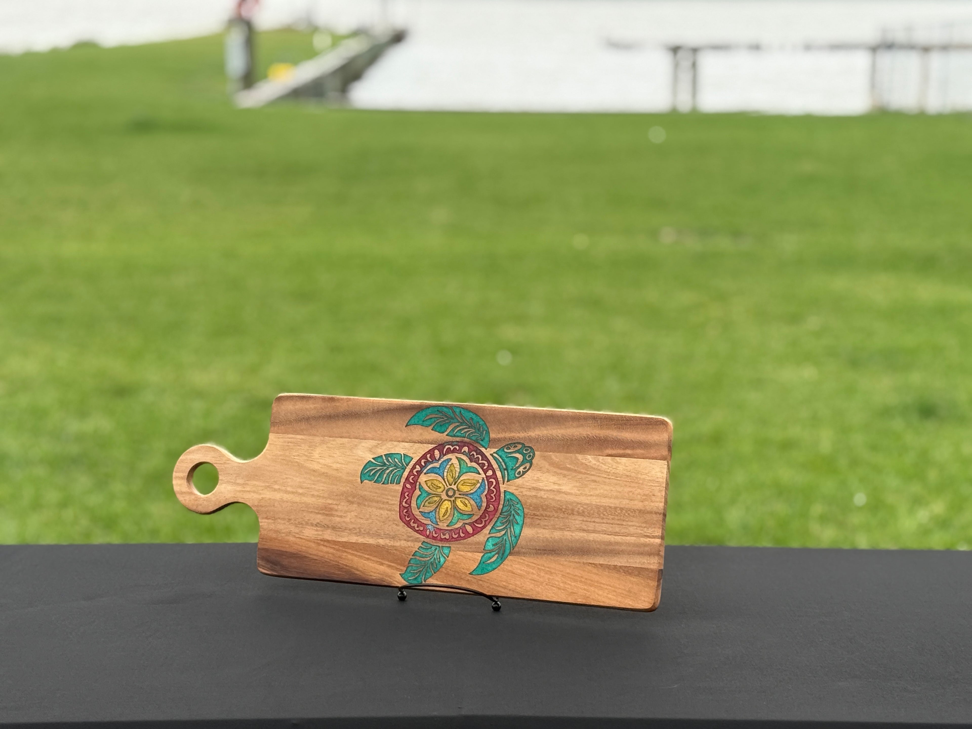 Sea Turtle Resin Inlay Charcuterie Board